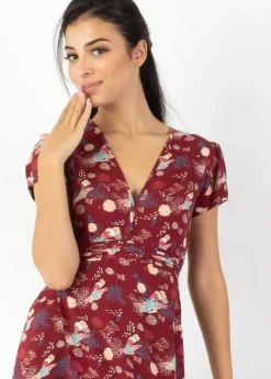 Fashion Coton Du Monde Robe longue fluide MARBELLA imprimé paon Narcisse