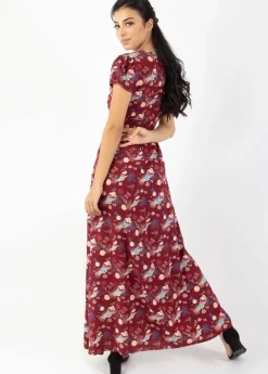 Fashion Coton Du Monde Robe longue fluide MARBELLA imprimé paon Narcisse