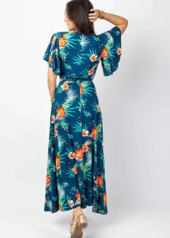 Outlet Coton Du Monde Robe longue SAKURA bohème imprimé fleurs tropicales Maui