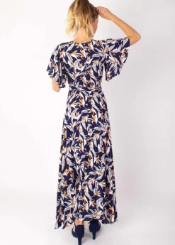 Cheap Coton Du Monde Robe longue SAKURA bohème imprimé fleurs de paradis 14 Marine