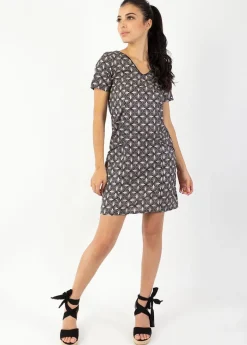 Cheap Coton Du Monde Robe manches courtes en coton CLAUDIA imprimé ethnique Papyrus