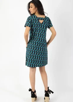 Clearance Coton Du Monde Robe manches courtes en coton CLAUDIA imprimé ethnique bleu 13 Bleu