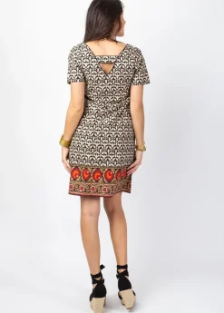 Online Coton Du Monde Robe manches courtes en coton CLAUDIA imprimé ethnique africain Kénya