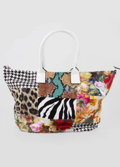 Clearance Coton Du Monde Sac à main bourse ETERNA patchwork Blanc