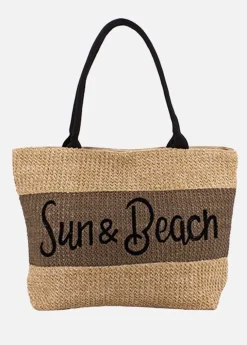 Clearance Coton Du Monde Sac de plage en toile AMELIA sable Marron