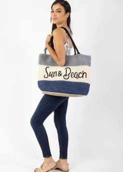 Outlet Coton Du Monde Sac de plage en toile AMELIA Bleu