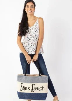 Outlet Coton Du Monde Sac de plage en toile AMELIA Bleu