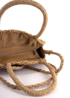 Fashion Coton Du Monde Sac rond en paille tressé LEILA