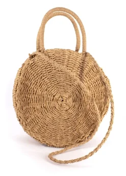 Fashion Coton Du Monde Sac rond en paille tressé LEILA