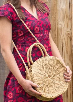 Fashion Coton Du Monde Sac rond en paille tressé LEILA