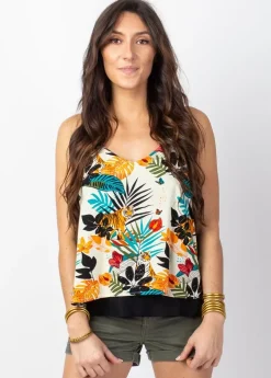 Best Sale Coton Du Monde Top court fines bretelles VAHINE motif ethnique Tiger