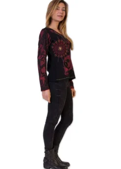 Clearance Coton Du Monde Top en coton JOURDAN ethnique rouge