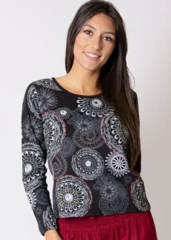 Discount Coton Du Monde Top en coton SILKI gris imprimé rosaces