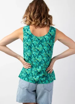 Clearance Coton Du Monde Top femme ethnique IVANOE motif tropical vert Gaia