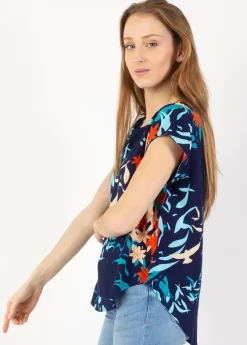 New Coton Du Monde Top femme manches courtes SALOME imprimé marine Japan