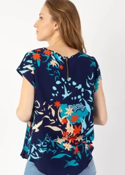 New Coton Du Monde Top femme manches courtes SALOME imprimé marine Japan