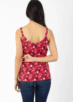 Best Coton Du Monde Top fines bretelles ANAE fleuri rouge Spring Flowers