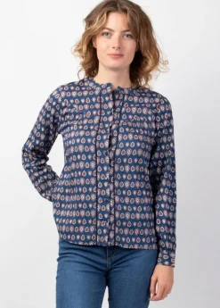 Best Sale Coton Du Monde Top manches longues en viscose JOE imprimé ethnique bleu 29 Marine