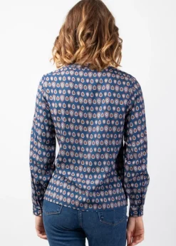 Best Sale Coton Du Monde Top manches longues en viscose JOE imprimé ethnique bleu 29 Marine