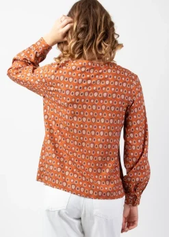 Sale Coton Du Monde Top manches longues en viscose JOE imprimé ethnique camel 29 Camel