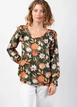 Best Sale Coton Du Monde Top manches longues en viscose épais DANAE imprimé Arty