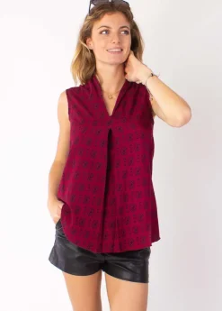 Best Coton Du Monde Top sans manche YSEE imprimé ethnique prune 12 Prune