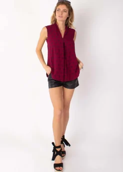 Best Coton Du Monde Top sans manche YSEE imprimé ethnique prune 12 Prune