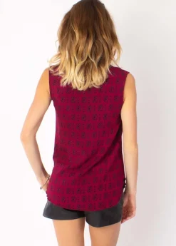 Best Coton Du Monde Top sans manche YSEE imprimé ethnique prune 12 Prune