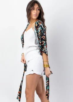 Shop Coton Du Monde Veste courte esprit kimono AYAKO motif tropical Belize