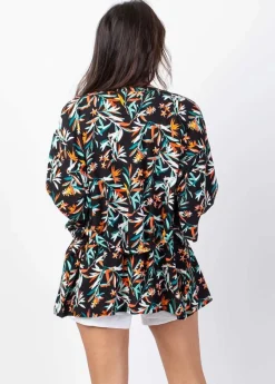 Shop Coton Du Monde Veste courte esprit kimono AYAKO motif tropical Belize