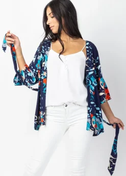 Hot Coton Du Monde Veste courte esprit kimono AYAKO bleu marine Japan