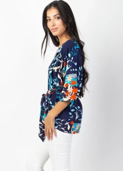 Hot Coton Du Monde Veste courte esprit kimono AYAKO bleu marine Japan