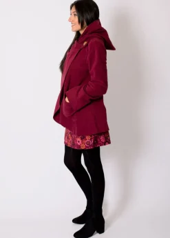 Store Coton Du Monde Veste polaire à capuche ethnique OTTAWA prune Grenat