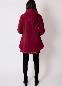 Store Coton Du Monde Veste polaire à capuche ethnique OTTAWA prune Grenat