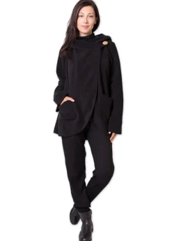 Hot Coton Du Monde Veste polaire à capuche ethnique OTTAWA e Noir